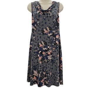 Loft Outlet Womans size XS Sleeveless Cowl Neck Floral Mini Dress Gray Blue Pink